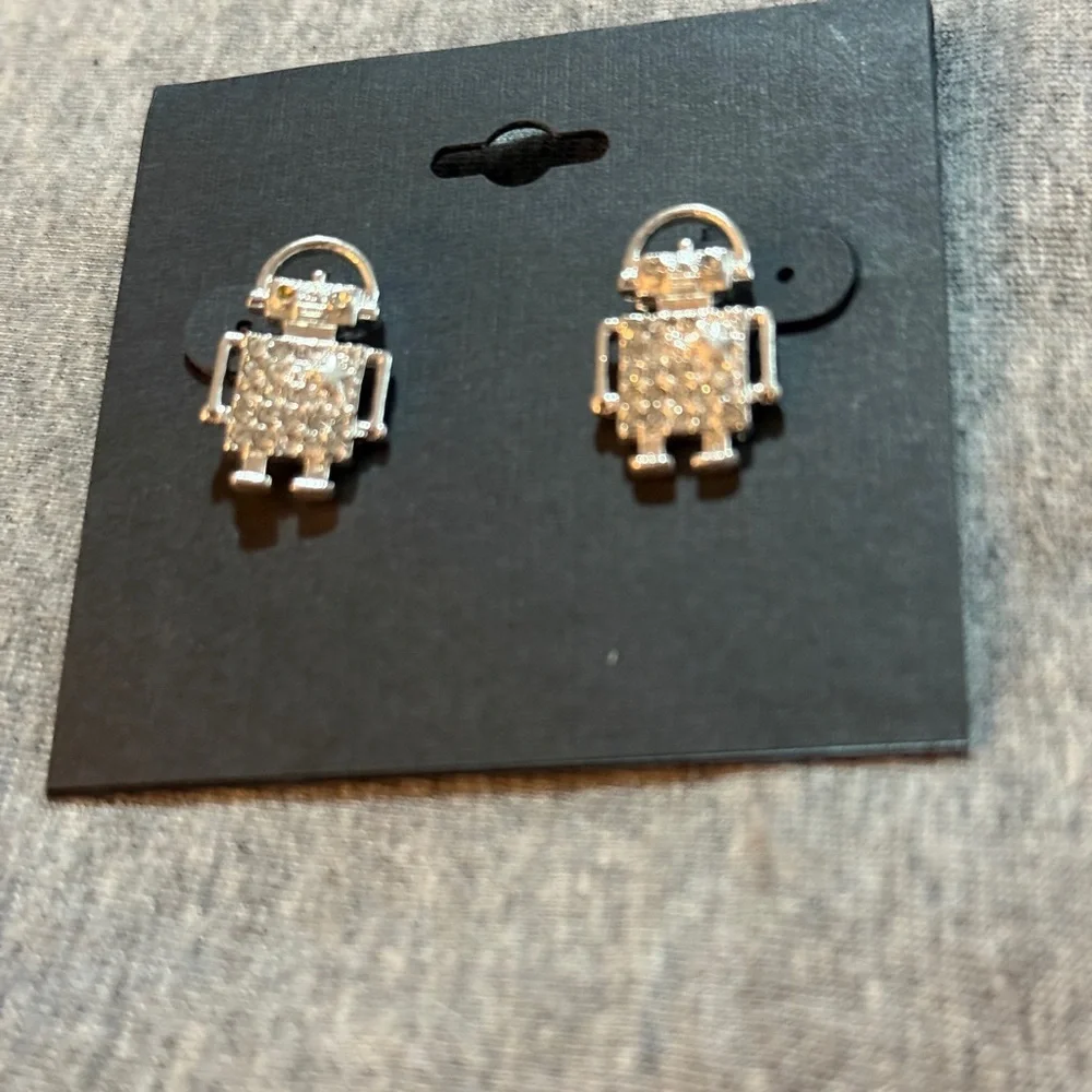 Silver Robot Earrings NWT